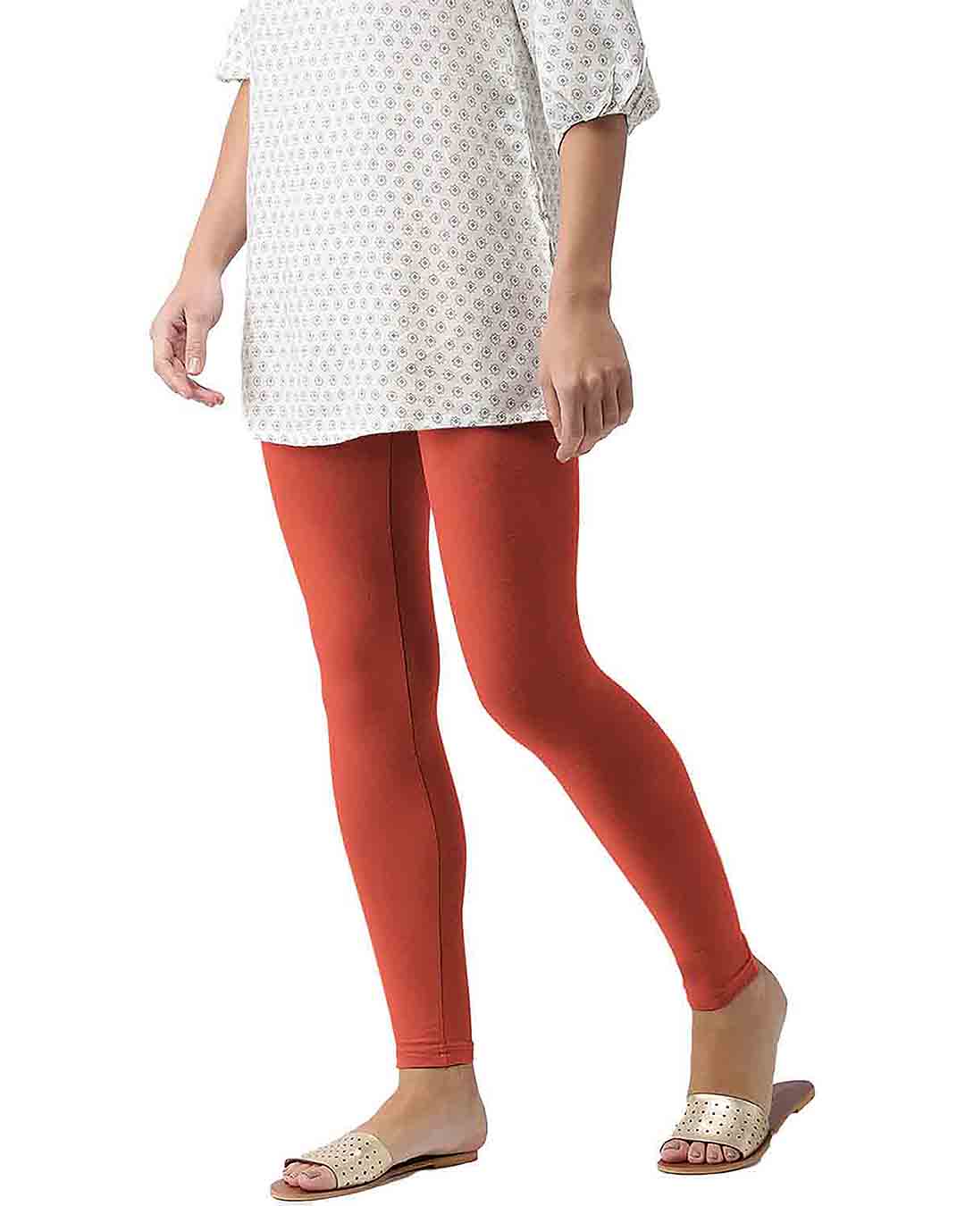 Shop Go Colors Rust Ankle Length Legging-Back