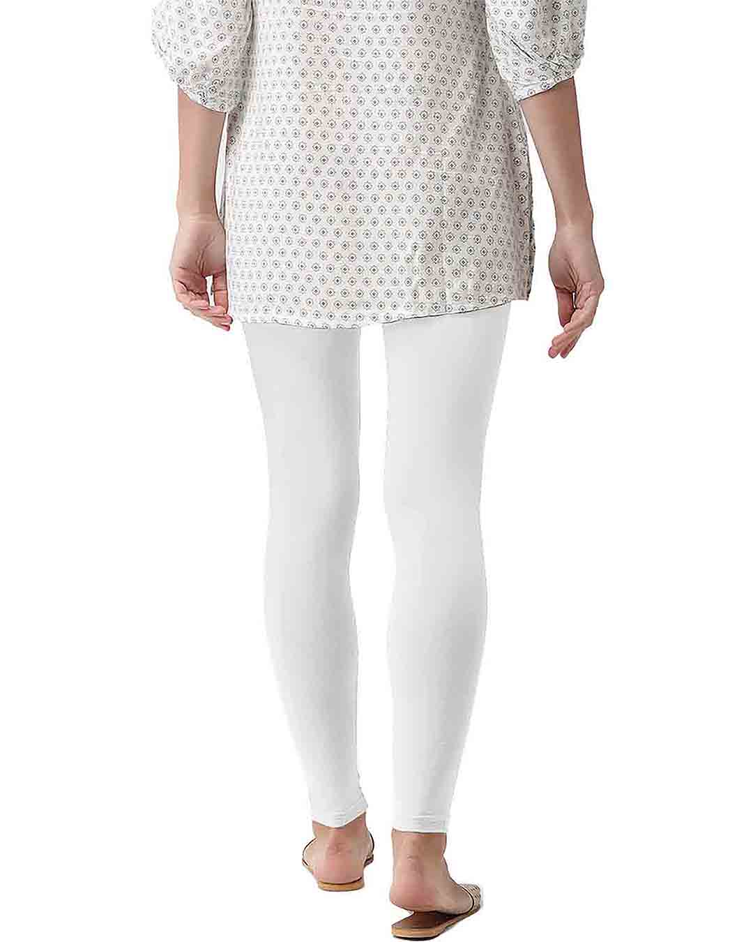Buy GO COLORS Women White Solid 100% Cotton Leggings Online at Best Prices  in India - JioMart.