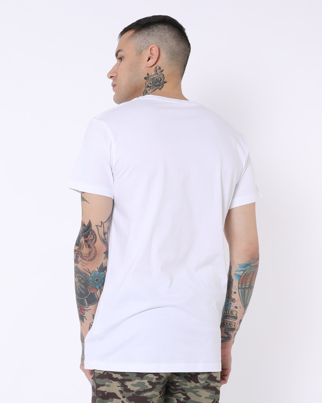 Shop Go Into The Unknown Half Sleeve Longline T-Shirt White-Back