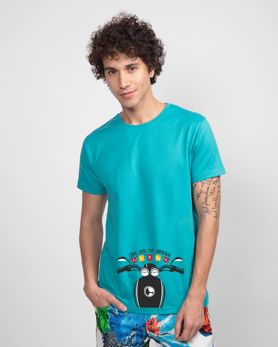 Shop Go Into The Unknown Half Sleeve T-Shirt Tropical Blue-Back