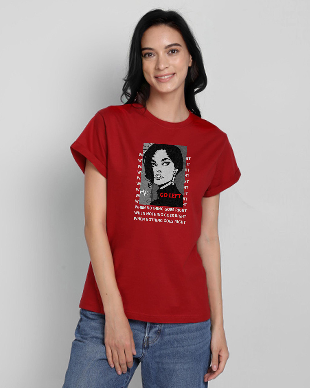 Shop Go Left Boyfriend T-Shirt Bold Red-Back