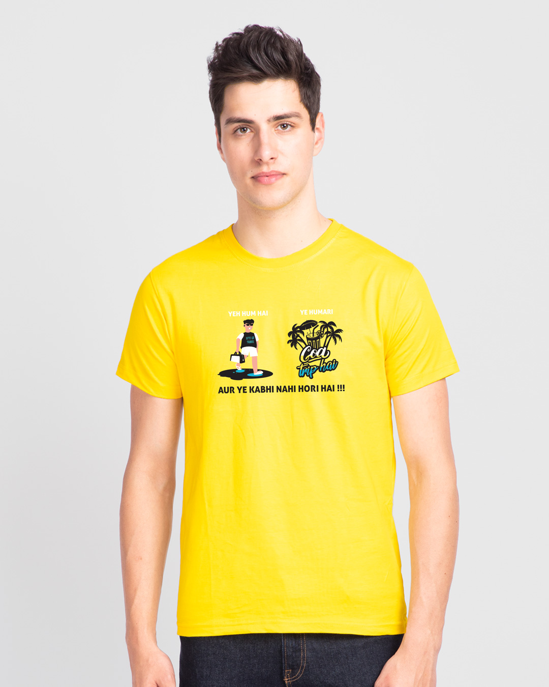 Shop Goa Pawri Half Sleeve T-Shirt Pineapple Yellow-Back