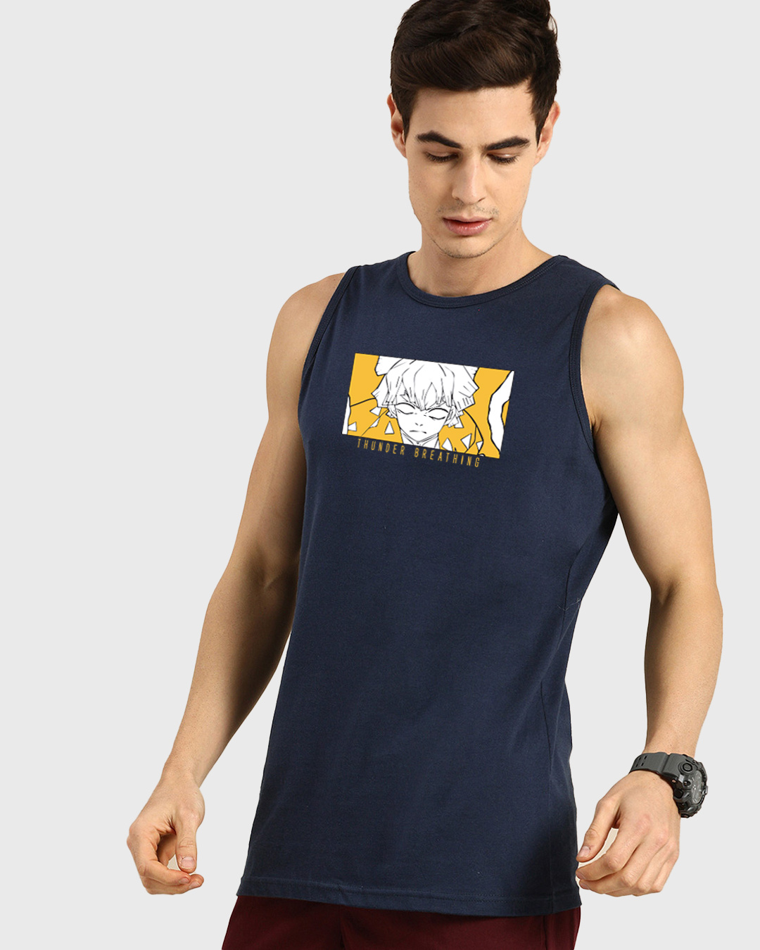 Shop Men's Blue Godspeed Graphic Printed Vest-Back