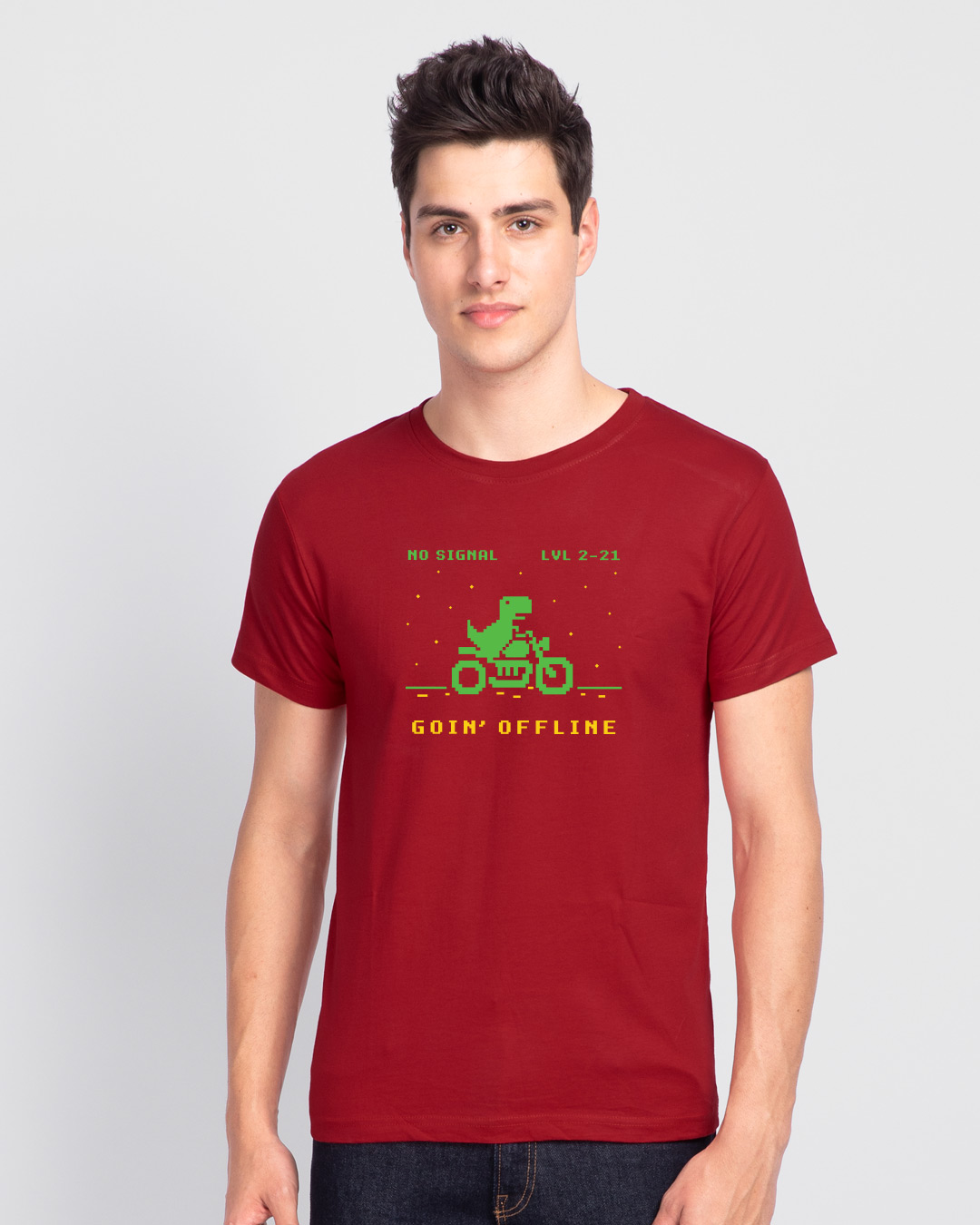 Shop Goin Offline Half Sleeve T-Shirt Bold Red-Back