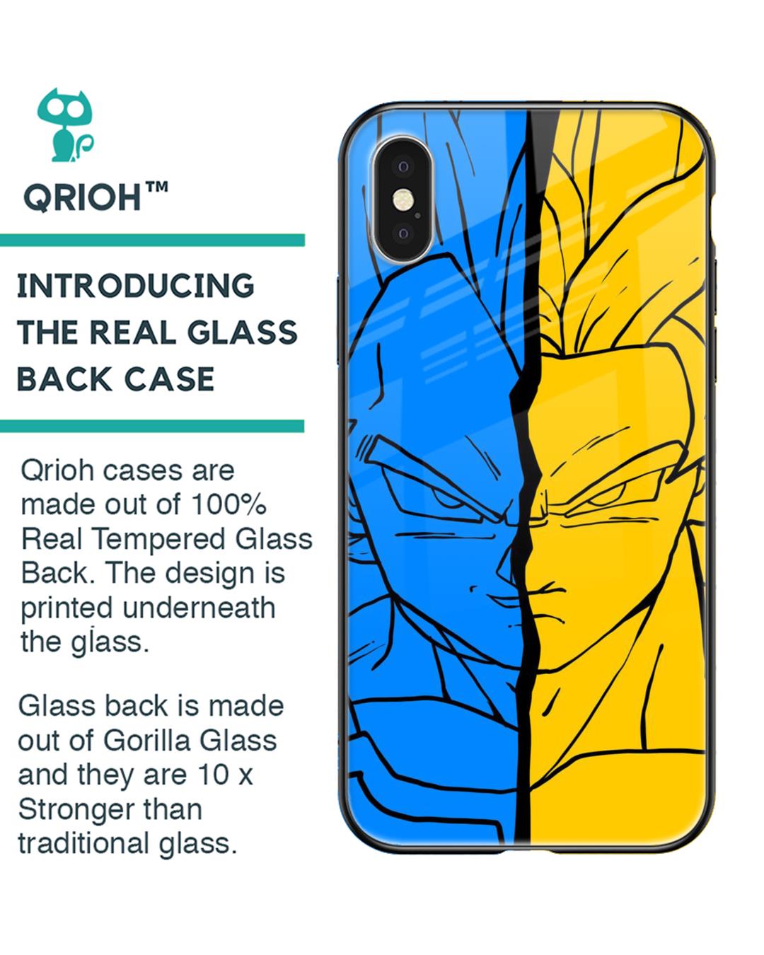 Shop Goku and Vegeta Premium Glass Case for Apple iPhone X (Shock Proof,Scratch Resistant)-Back