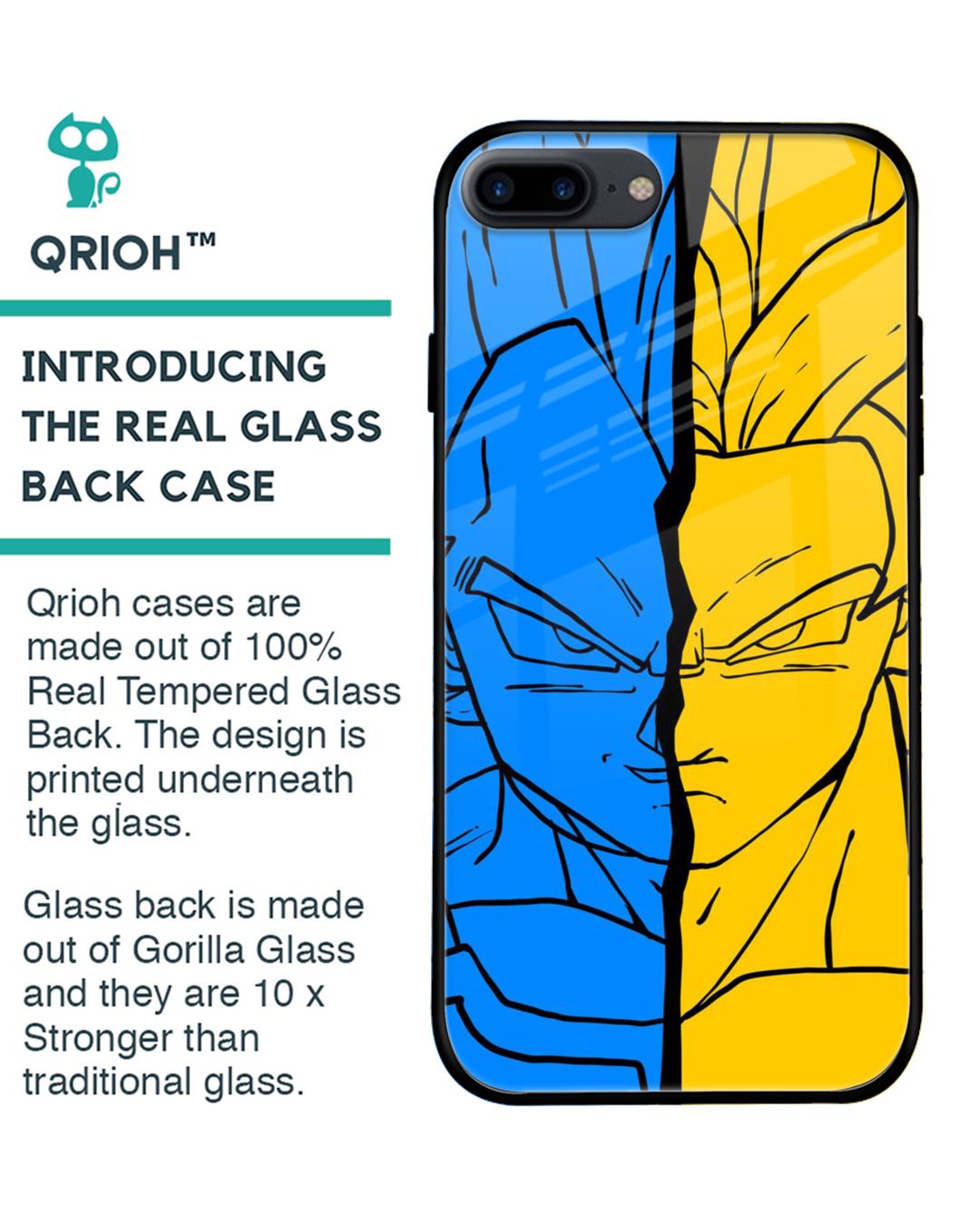 Shop Goku and Vegeta Premium Glass Case for iPhone 8 Plus (Shock Proof, Scratch Resistant)-Back