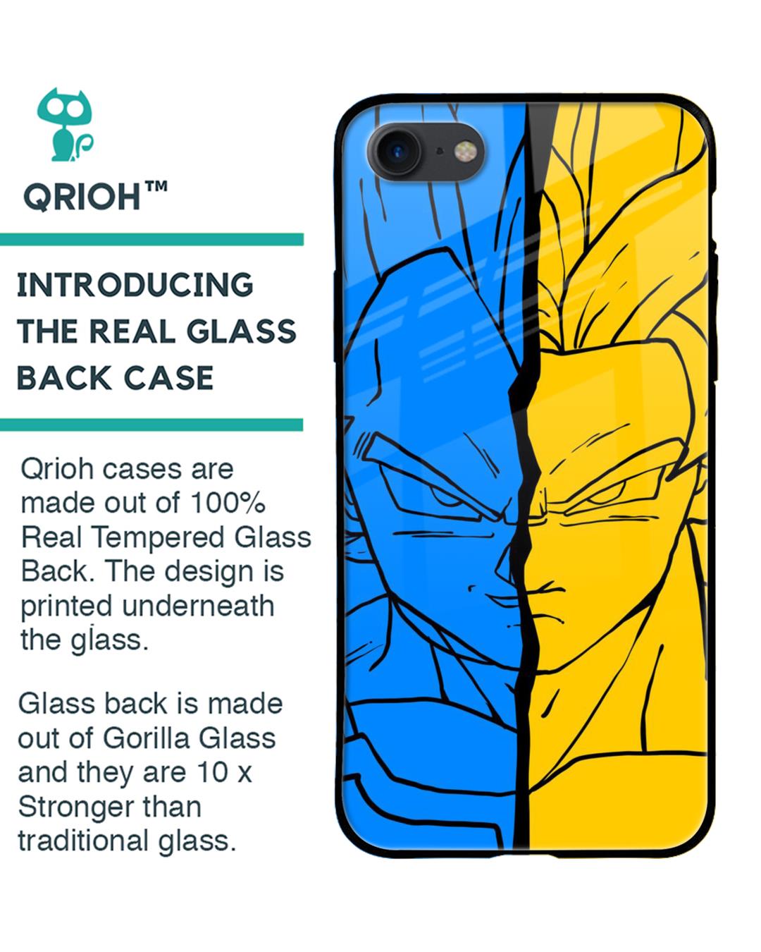 Shop Goku and Vegeta Premium Glass Case for iPhone 8 (Shock Proof, Scratch Resistant)-Back
