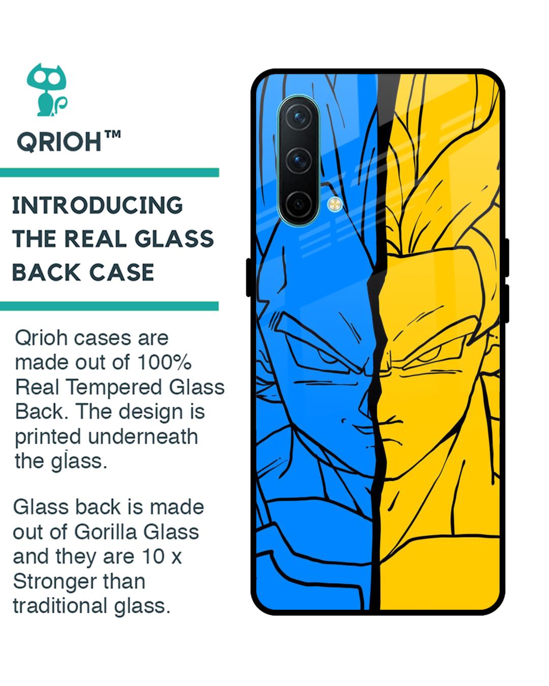 Shop Goku and Vegeta Premium Glass Case for OnePlus Nord CE 5G (Shock Proof,Scratch Resistant)-Back