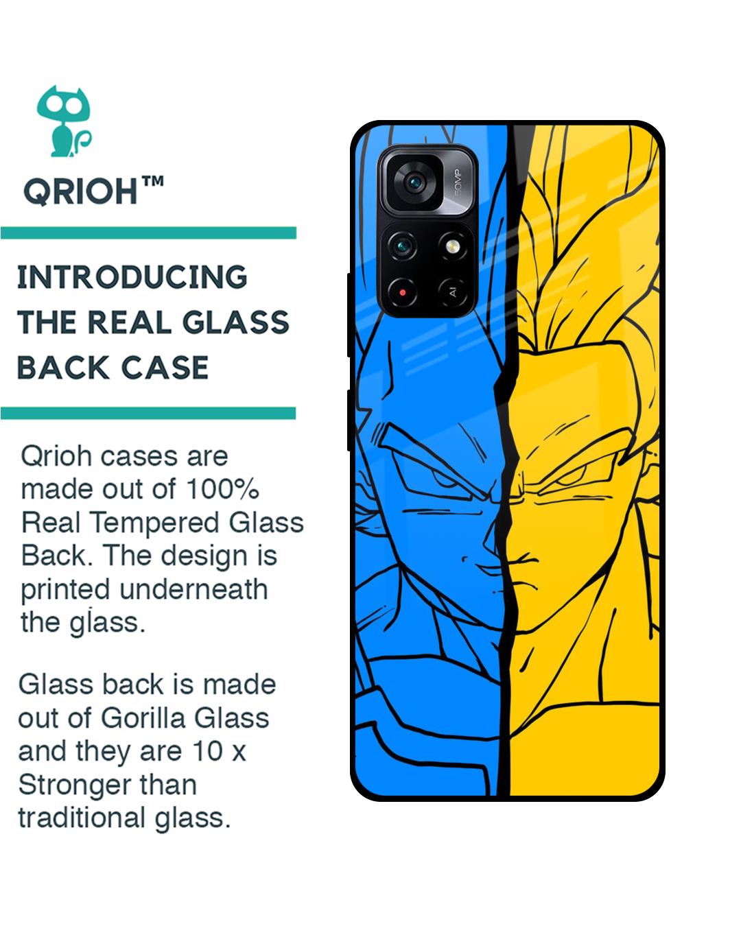 Shop Goku and Vegeta Premium Glass Case for Poco M4 Pro 5G(Shock Proof, Scratch Resistant)-Back