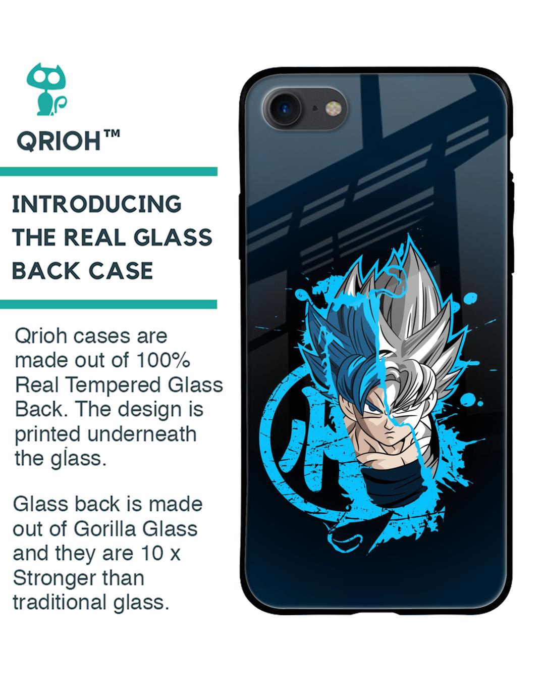 Shop Goku Brush Art Premium Glass Case for Apple iPhone 7 (Shock Proof,Scratch Resistant)-Back