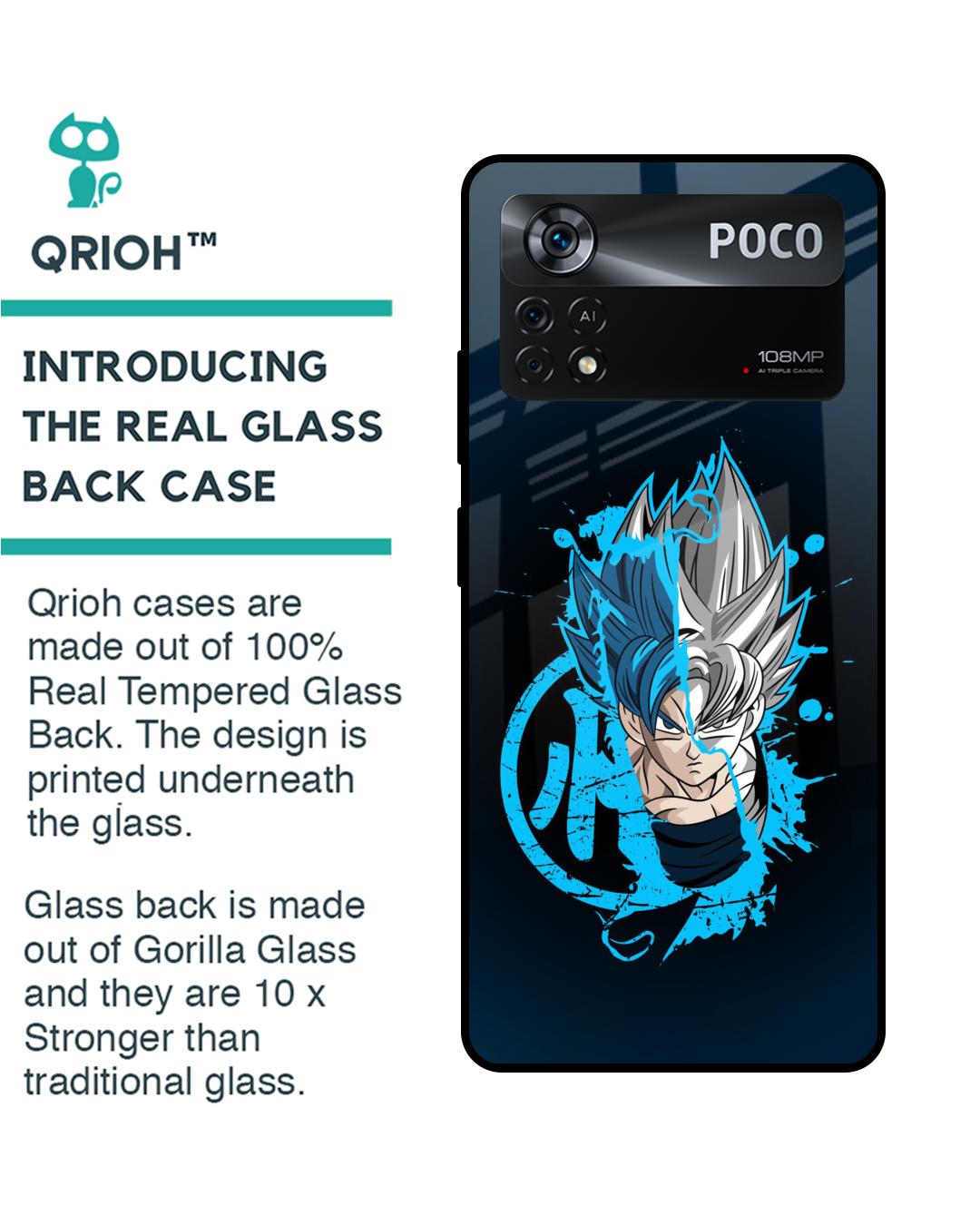 Shop Goku Brush Art Premium Glass Case for Poco X4 Pro 5G(Shock Proof, Scratch Resistant)-Back