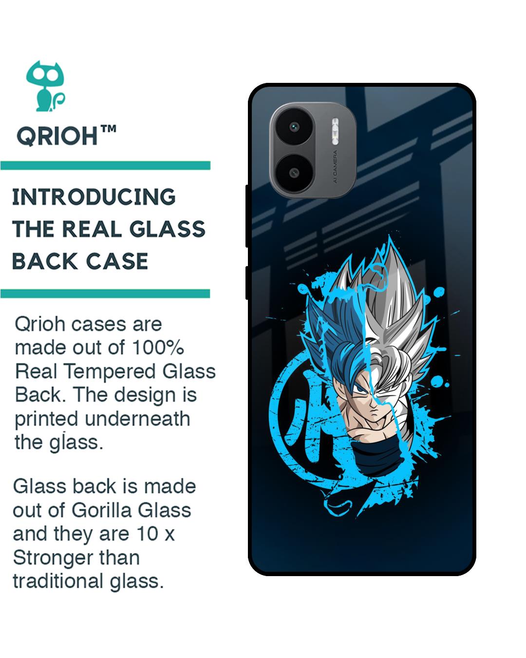 Shop Goku Brush Art Premium Glass Case for Redmi A1Plus (Shock Proof,Scratch Resistant)-Back