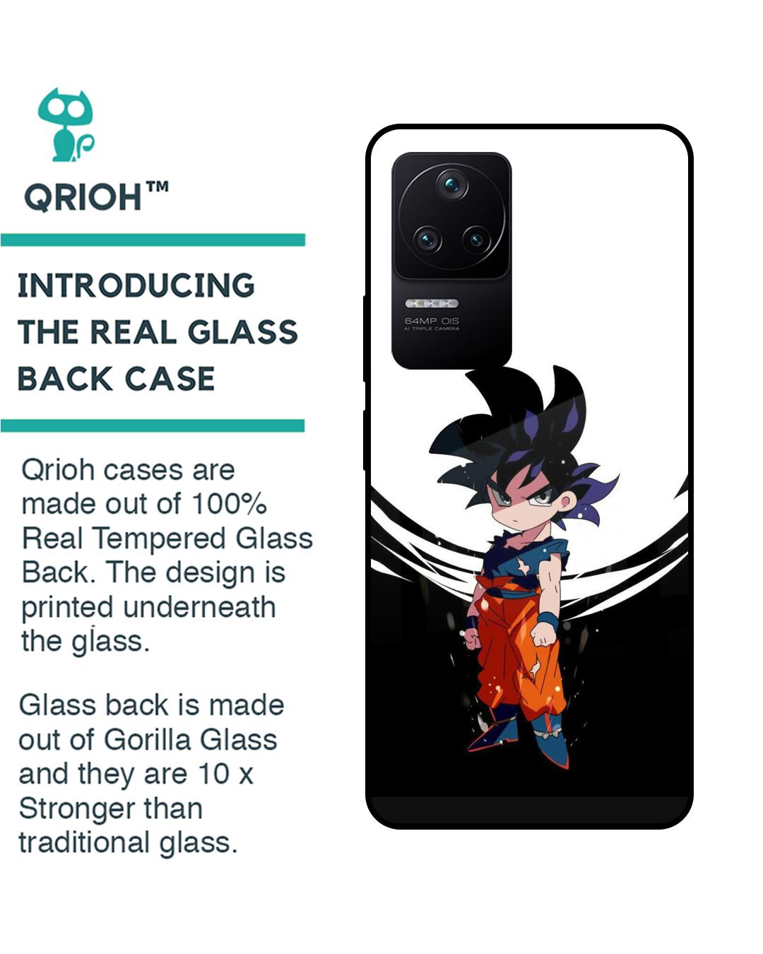 Shop Goku Chibi Premium Glass Case for Poco F4 5G(Shock Proof, Scratch Resistant)-Back