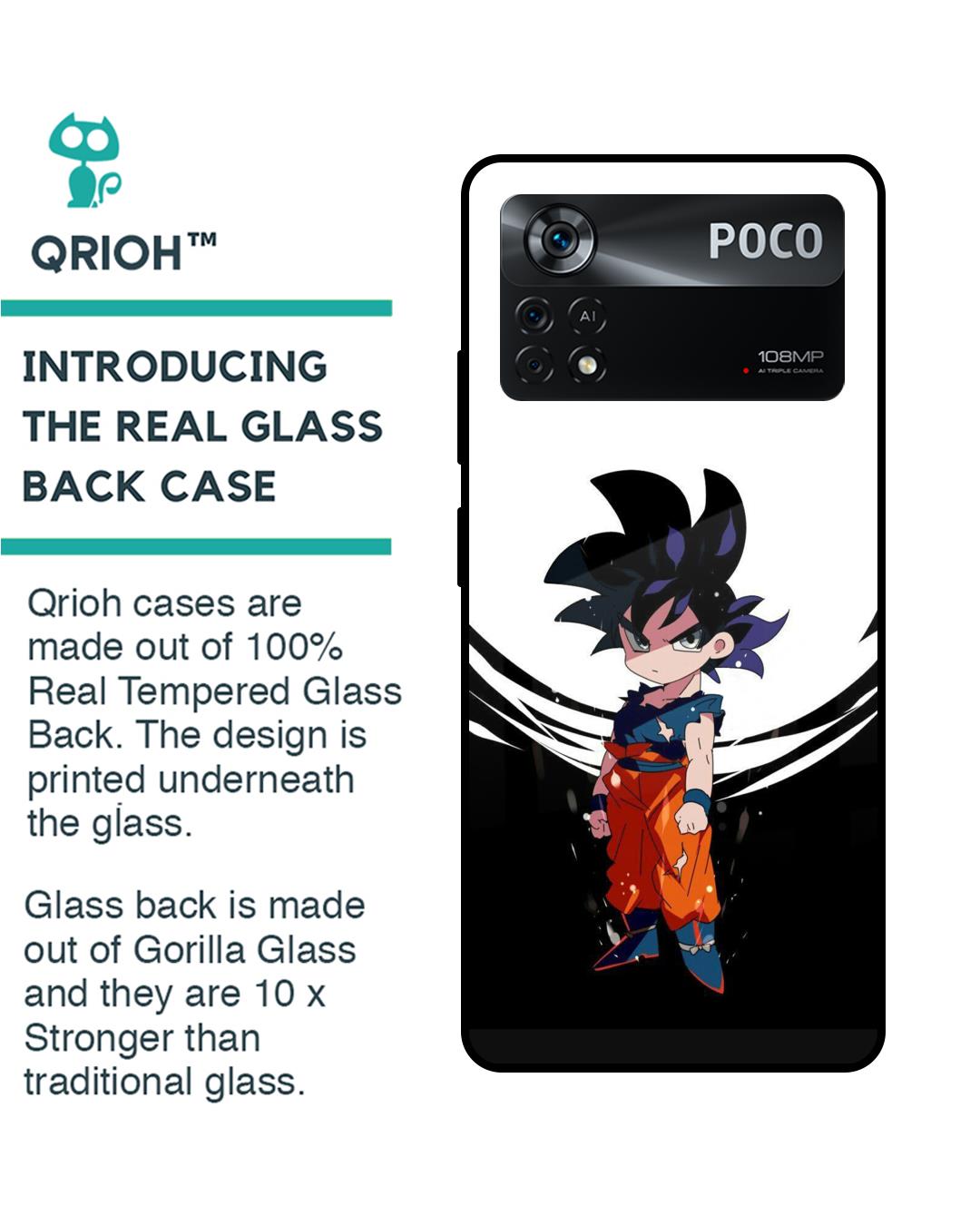 Shop Goku Chibi Premium Glass Case for Poco X4 Pro 5G(Shock Proof, Scratch Resistant)-Back