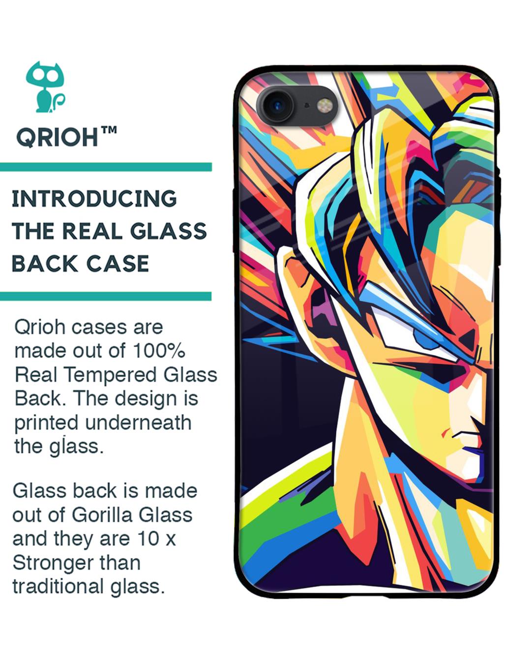 Shop Goku Pop Art Premium Glass Case for iPhone 8 (Shock Proof, Scratch Resistant)-Back