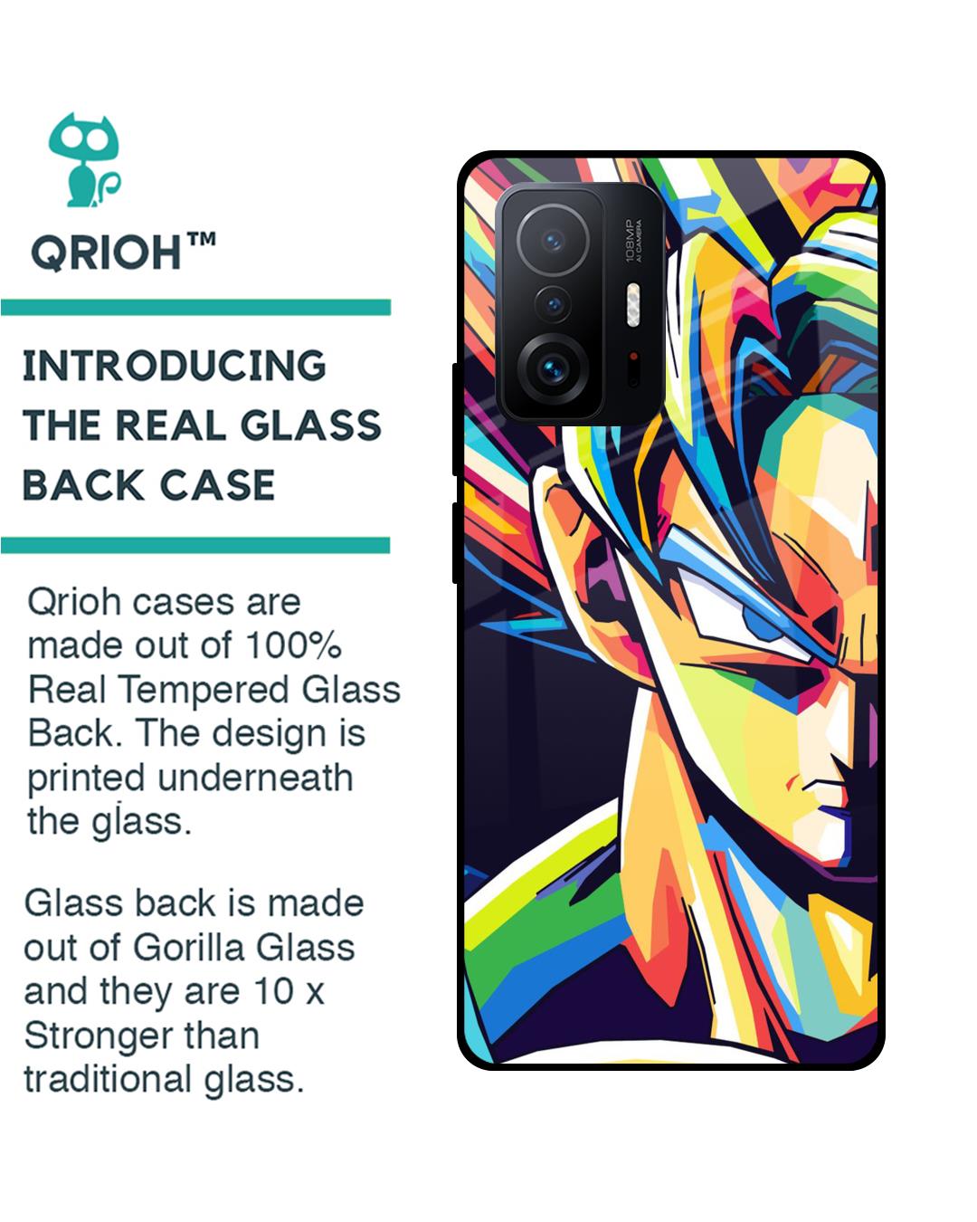 Shop Goku Pop Art Premium Glass Case for Mi 11T Pro 5G (Shock Proof,Scratch Resistant)-Back