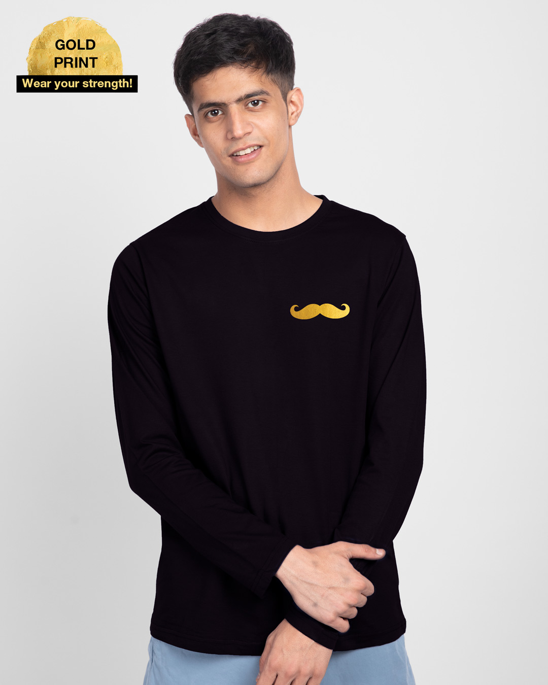 

Gold Mooch Full Sleeve T-Shirt Men' Printed Full Sleeve T-Shirt Bewakoof.com, Black