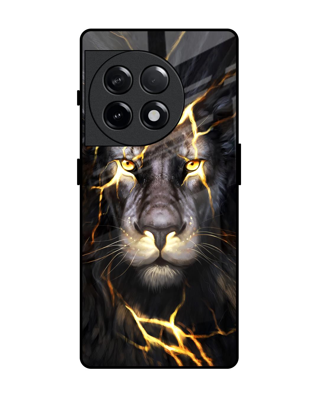 Buy Golden Grey Lion Premium Glass Case for OnePlus 11R 5G (Shock Proof ...