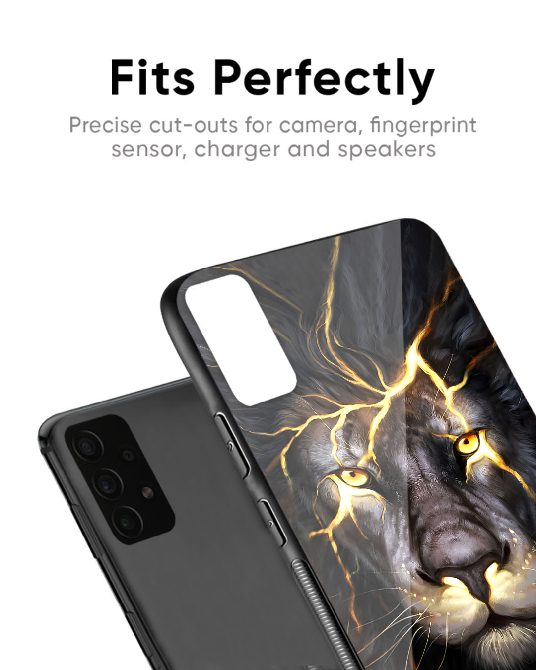 Shop Golden Grey Lion Premium Glass Case for Poco X5 Pro 5G (Shock Proof, Scratch Resistant)-Back