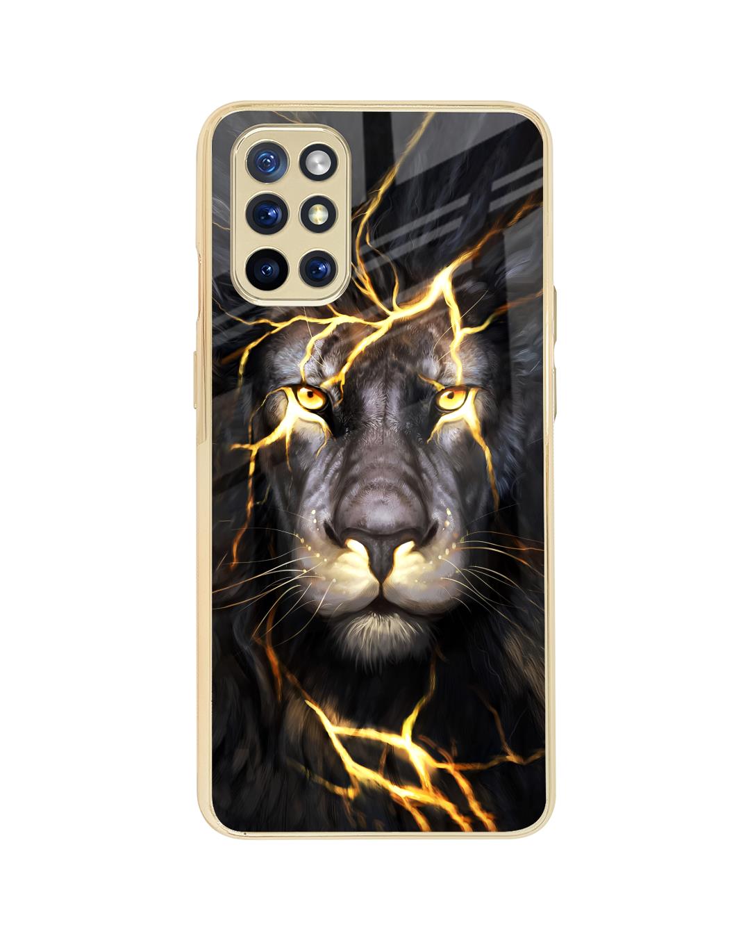Shop Golden Grey Tiger Metallic Gold Premium Glass Case for OnePlus 8T-Back