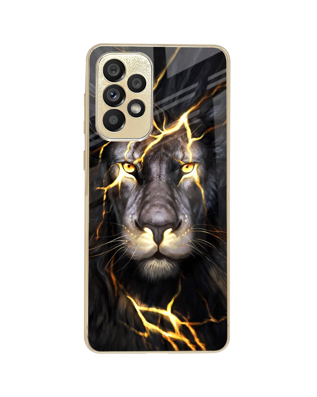 Shop Golden Grey Tiger Metallic Gold Premium Glass Case for Samsung Galaxy A53 5G-Back