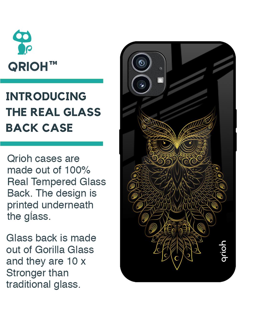 Shop Golden Owl Printed Premium Glass case for Nothing Phone (1) (Shock Proof,Scratch Resistant)-Back