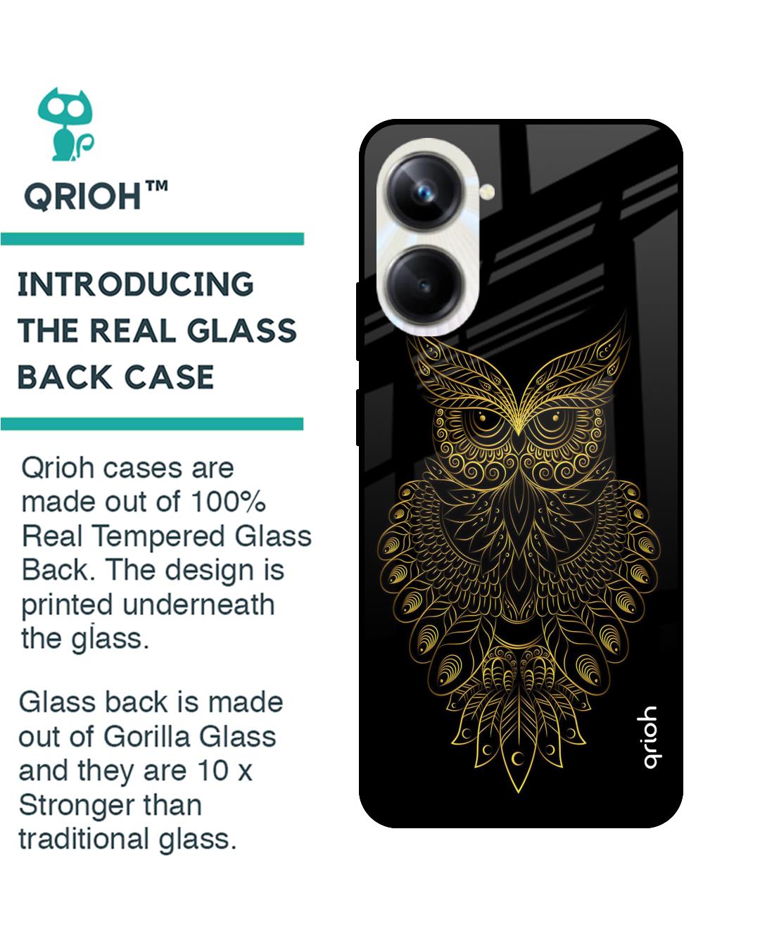 Shop Golden Owl Printed Premium Glass case for Realme 10 Pro 5G (Shock Proof,Scratch Resistant)-Back