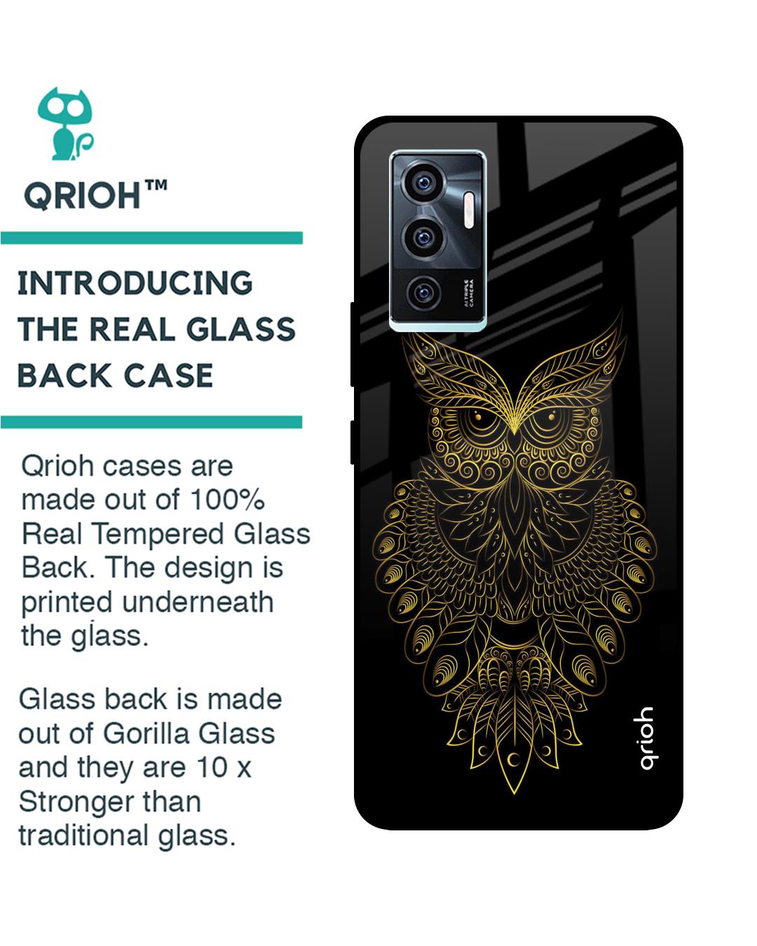 Shop Golden Owl Printed Premium Glass Cover for Vivo V23e 5G (Shock Proof, Lightweight)-Back