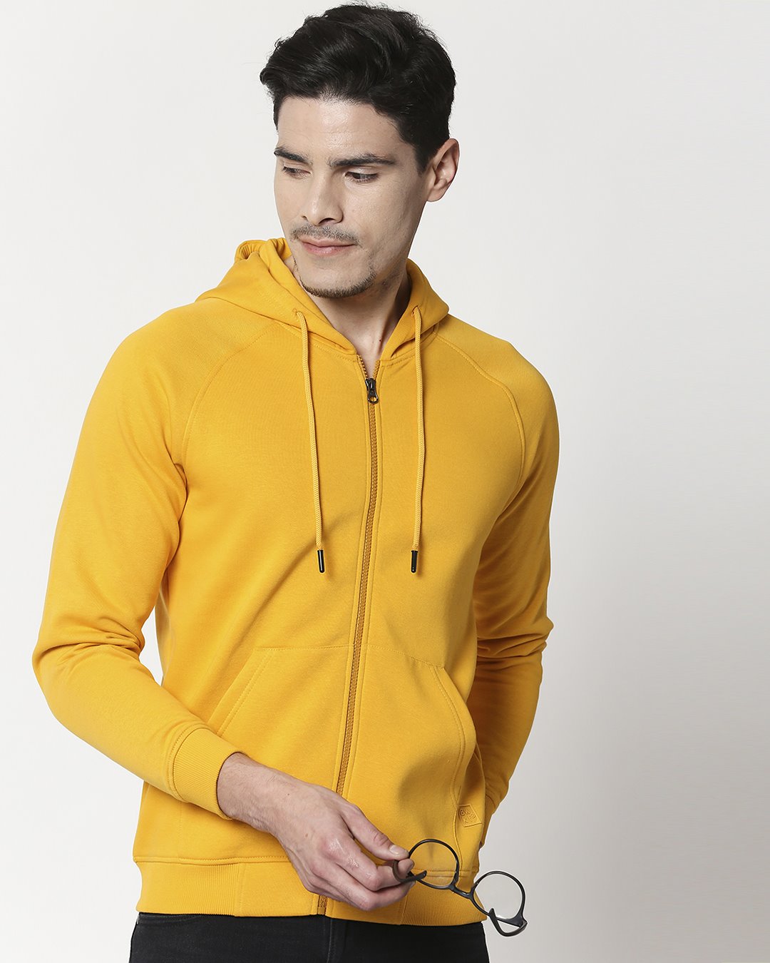 Buy Golden Yellow Zipper Hoodie for Men yellow Online at Bewakoof
