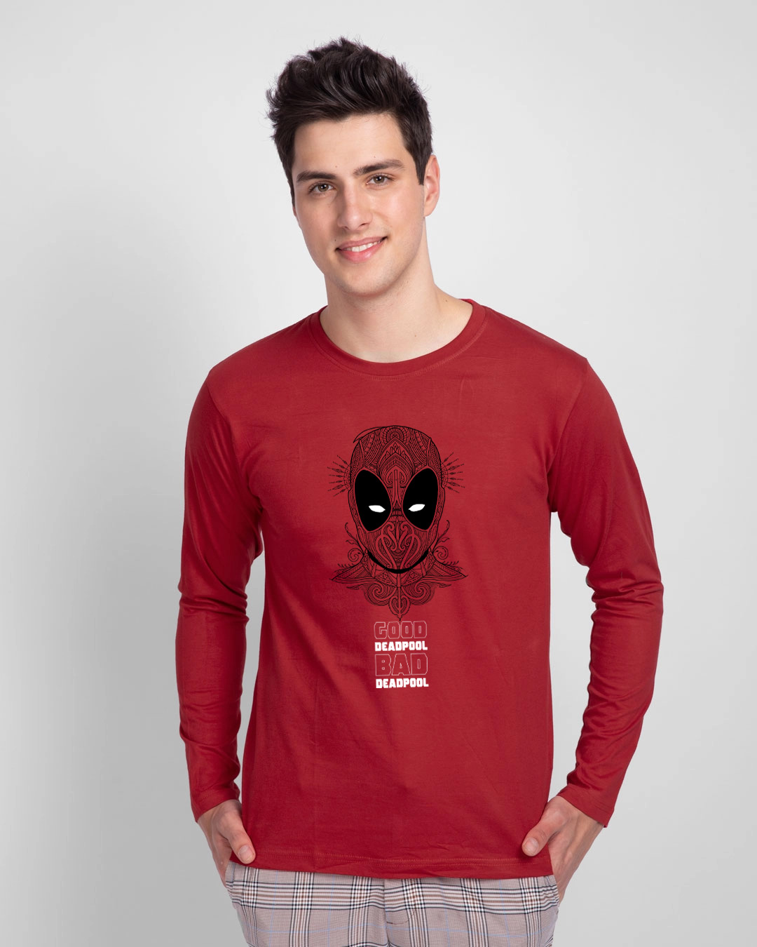 Buy Good Bad Deadpool Full Sleeve T-shirt for Men red Online at Bewakoof