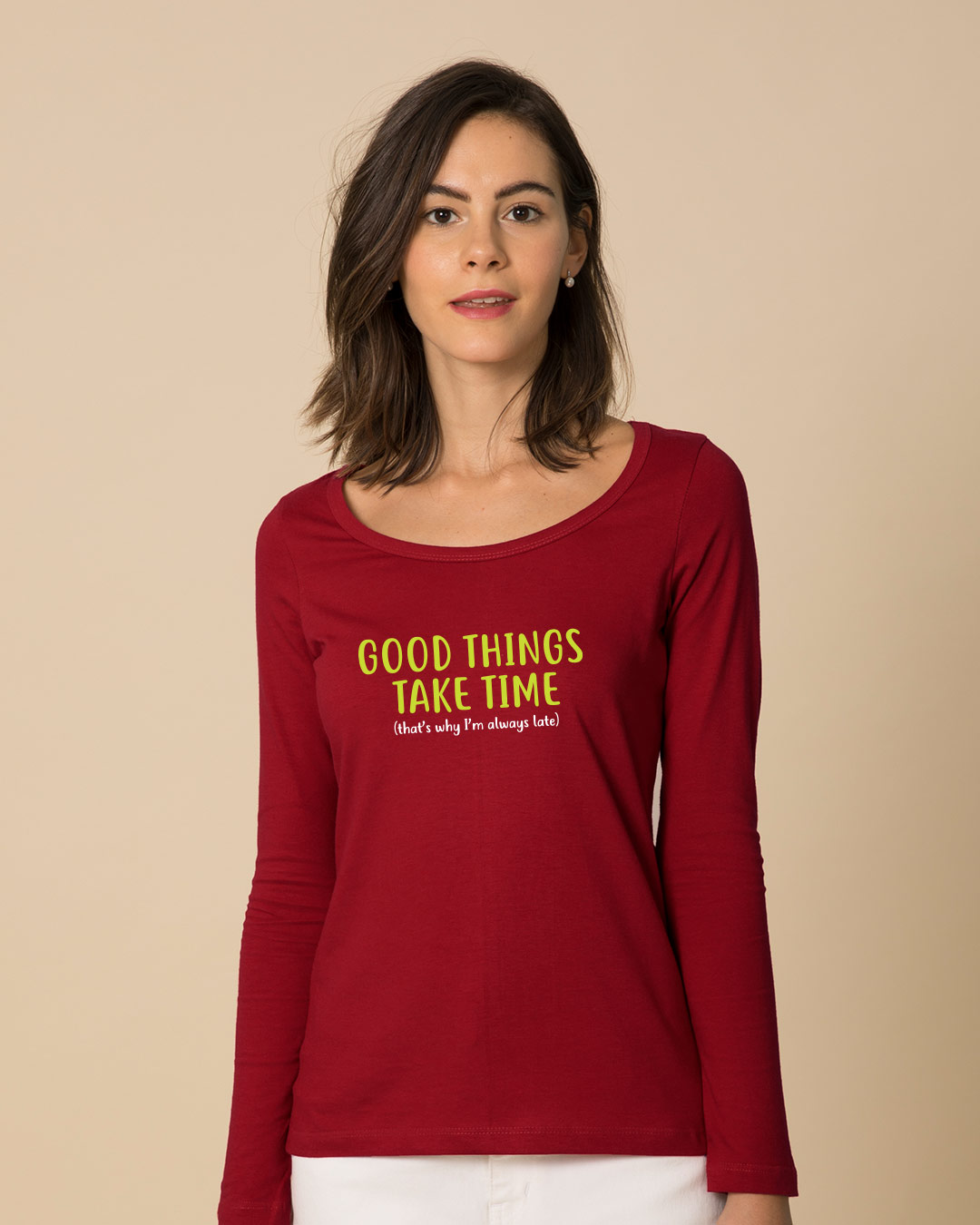 Shop Good Things Scoop Neck Full Sleeve T-Shirt-Back