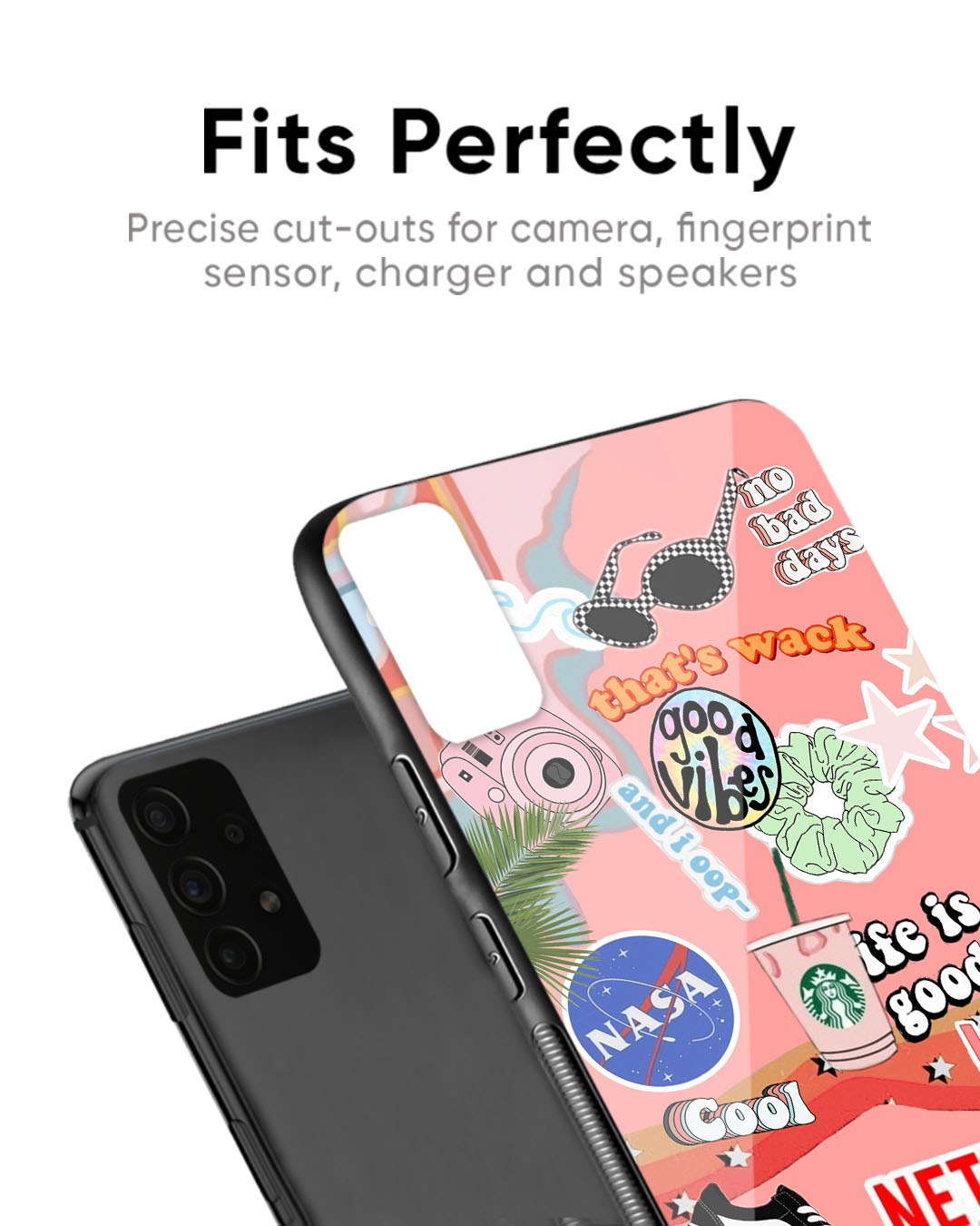 Shop Good Vibes Premium Glass Case for OnePlus 8 (Shock Proof, Scratch Resistant)-Back