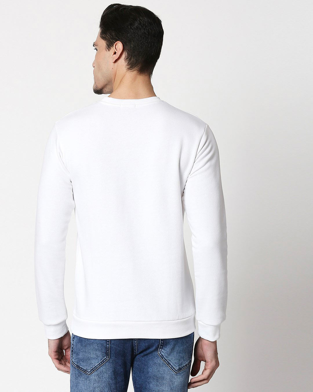 Shop Good Vibes Smiley Fleece Sweatshirt White-Back