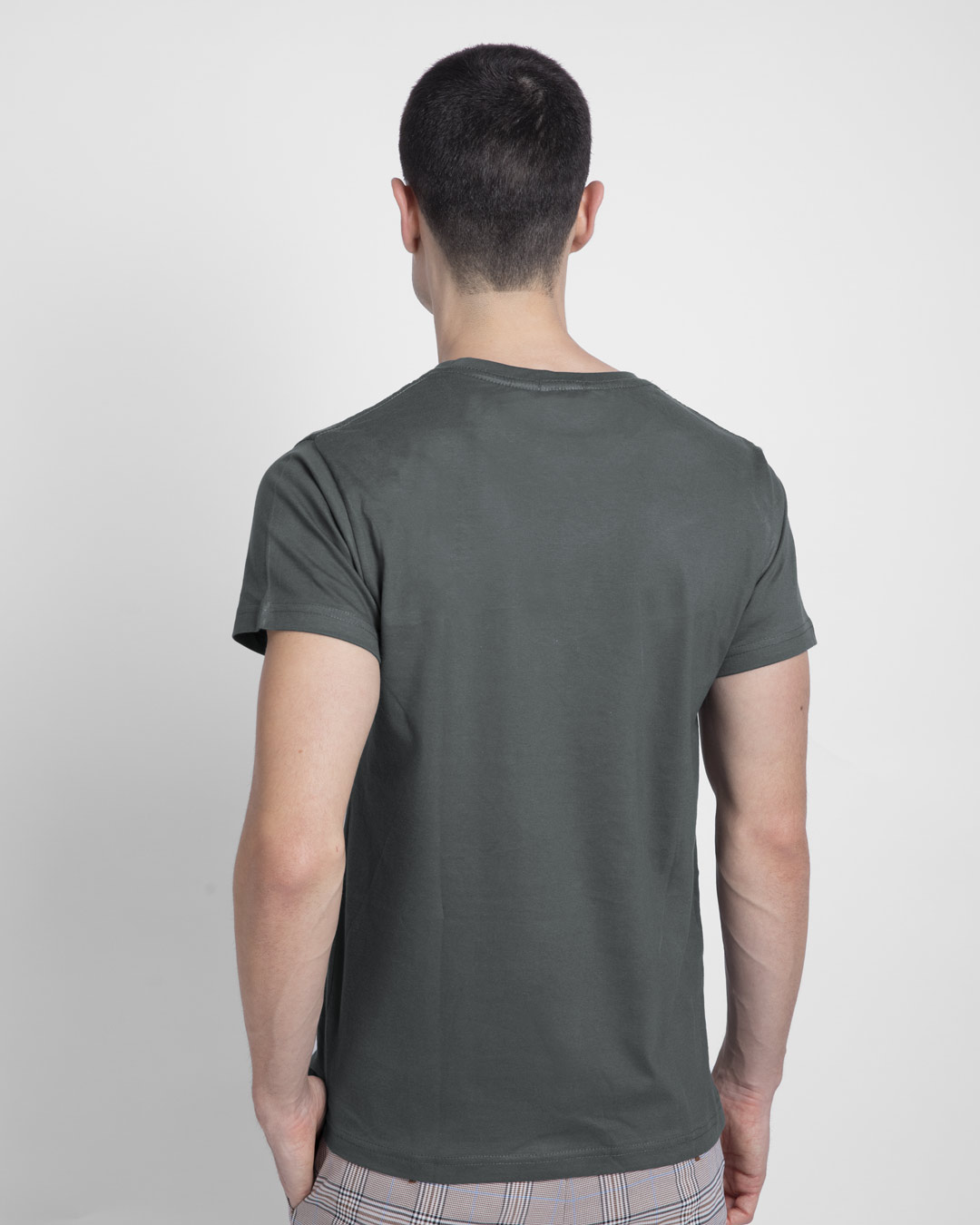 Shop Good Vibes Smiley Half Sleeve T-Shirt Nimbus Grey-Back