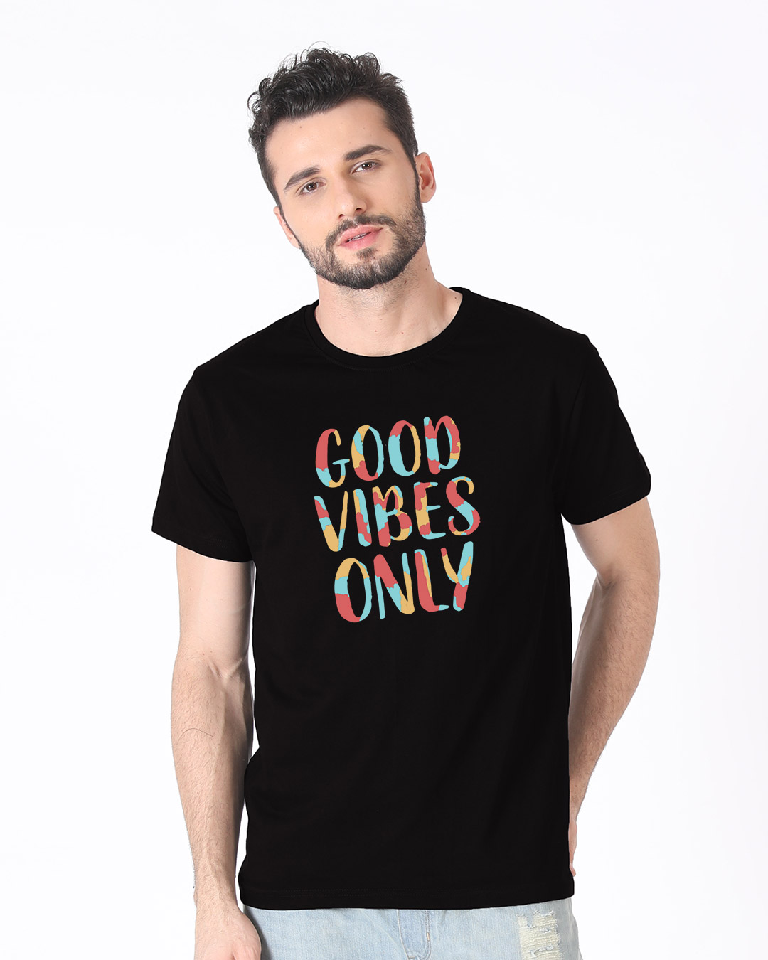 Shop Goods Vibes Only Half Sleeve T-Shirt-Back