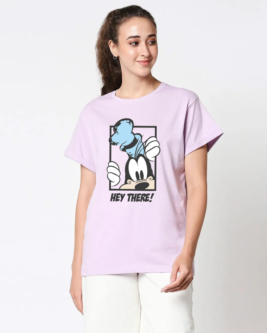 Shop Goofy Peeking Boyfriend T-shirt (DL)-Back
