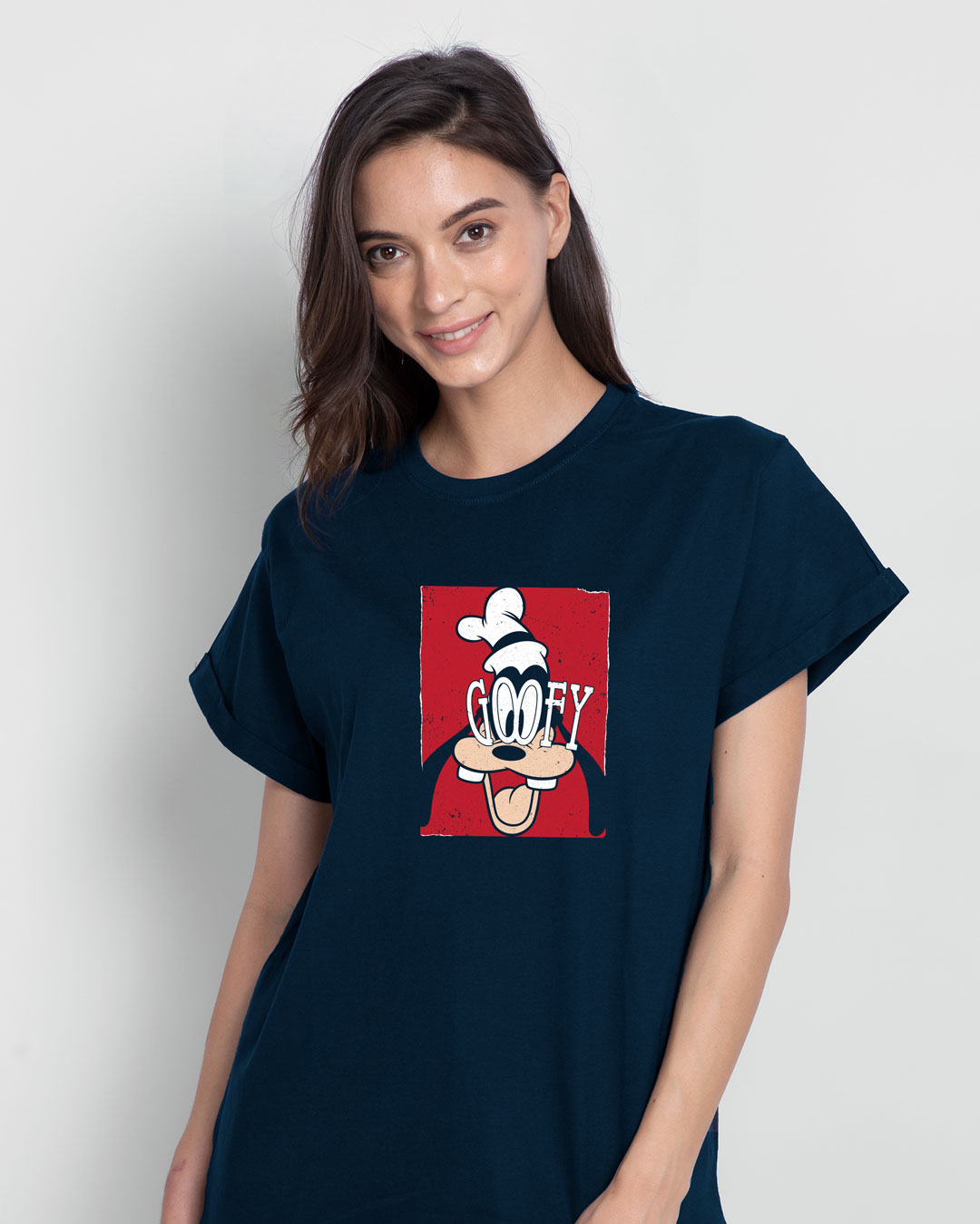 Shop Goofy Poster Boyfriend T-Shirt Navy Blue (DL)-Back