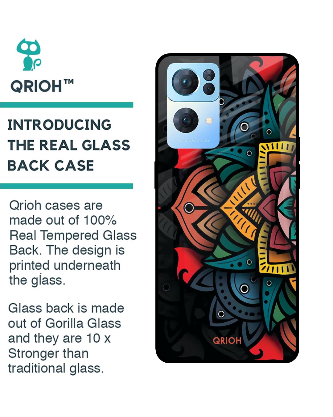 Shop Gorgeous Flower Printed Premium Glass Cover For Oppo Reno7 Pro 5G (Impact Resistant, Matte Finish)-Back