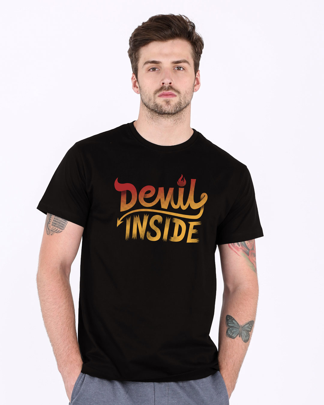 Shop Gradient Devil Inside Half Sleeve T-Shirt-Back