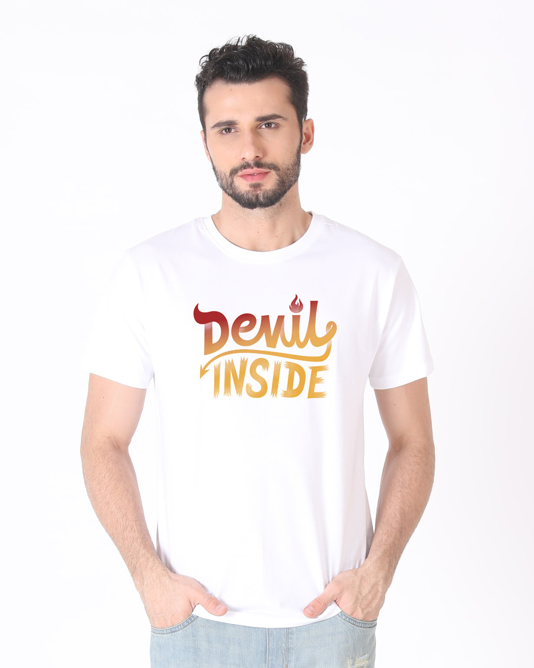 Shop Gradient Devil Inside Half Sleeve T-Shirt-Back