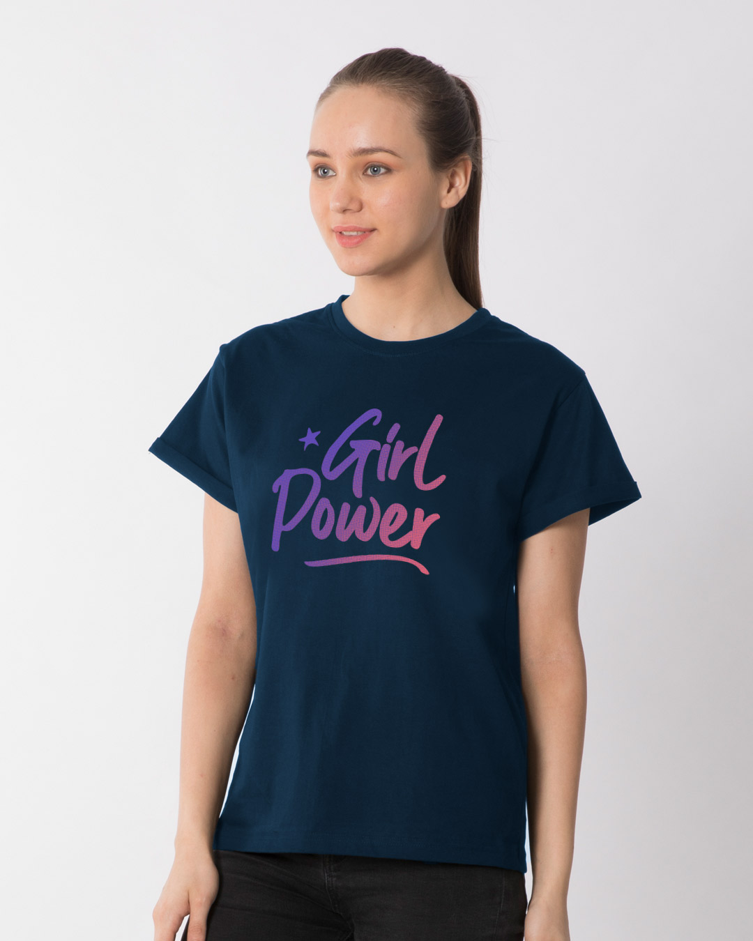 Shop Gradient Girl Power Boyfriend T-Shirt-Back