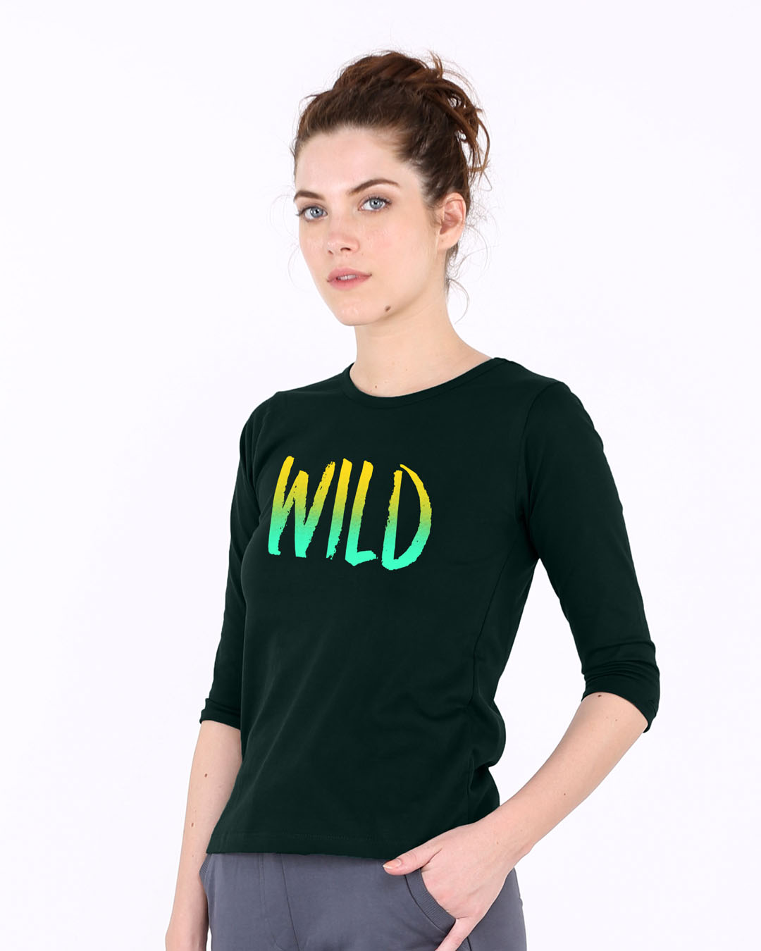 Shop Gradient Wild Round Neck 3/4th Sleeve T-Shirt-Back