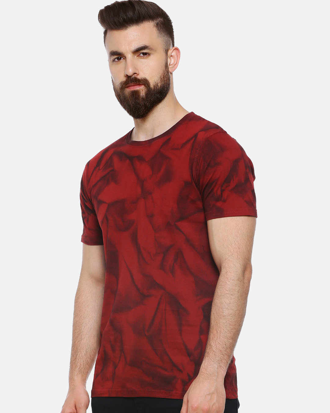 Shop Graphic Print Men's Round or Crew Maroon T-Shirt-Back