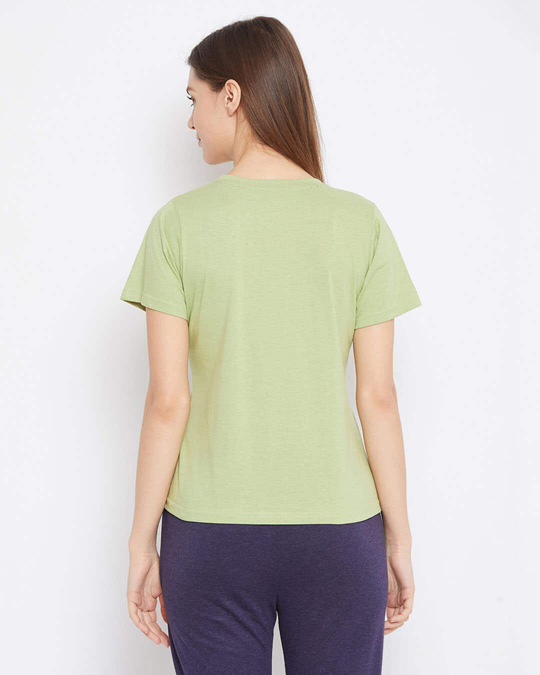 Shop Graphic Print Top In Light Green 100% Cotton-Back