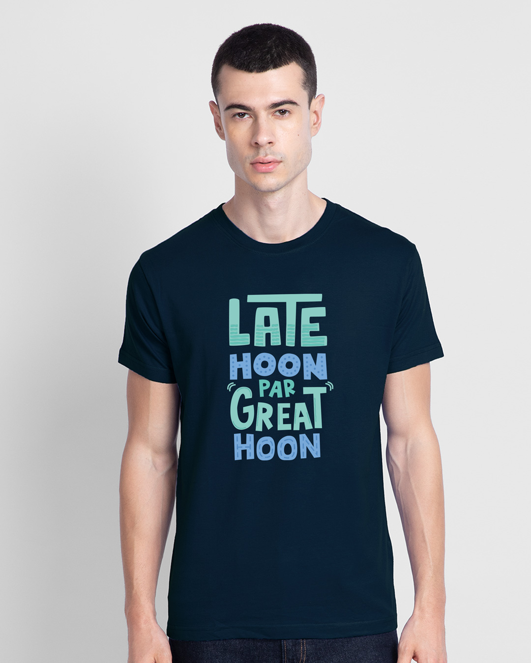 Shop Great Hoon Half Sleeve T-Shirt Navy Blue-Back