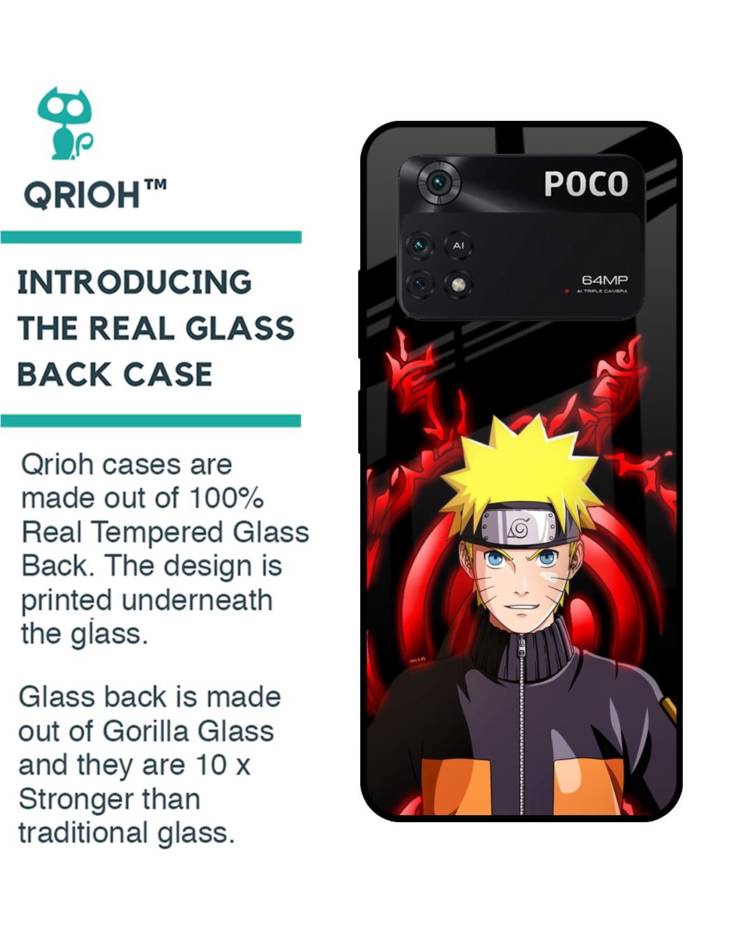 Shop Great Naruto Premium Glass Case for Poco M4 Pro(Shock Proof, Scratch Resistant)-Back