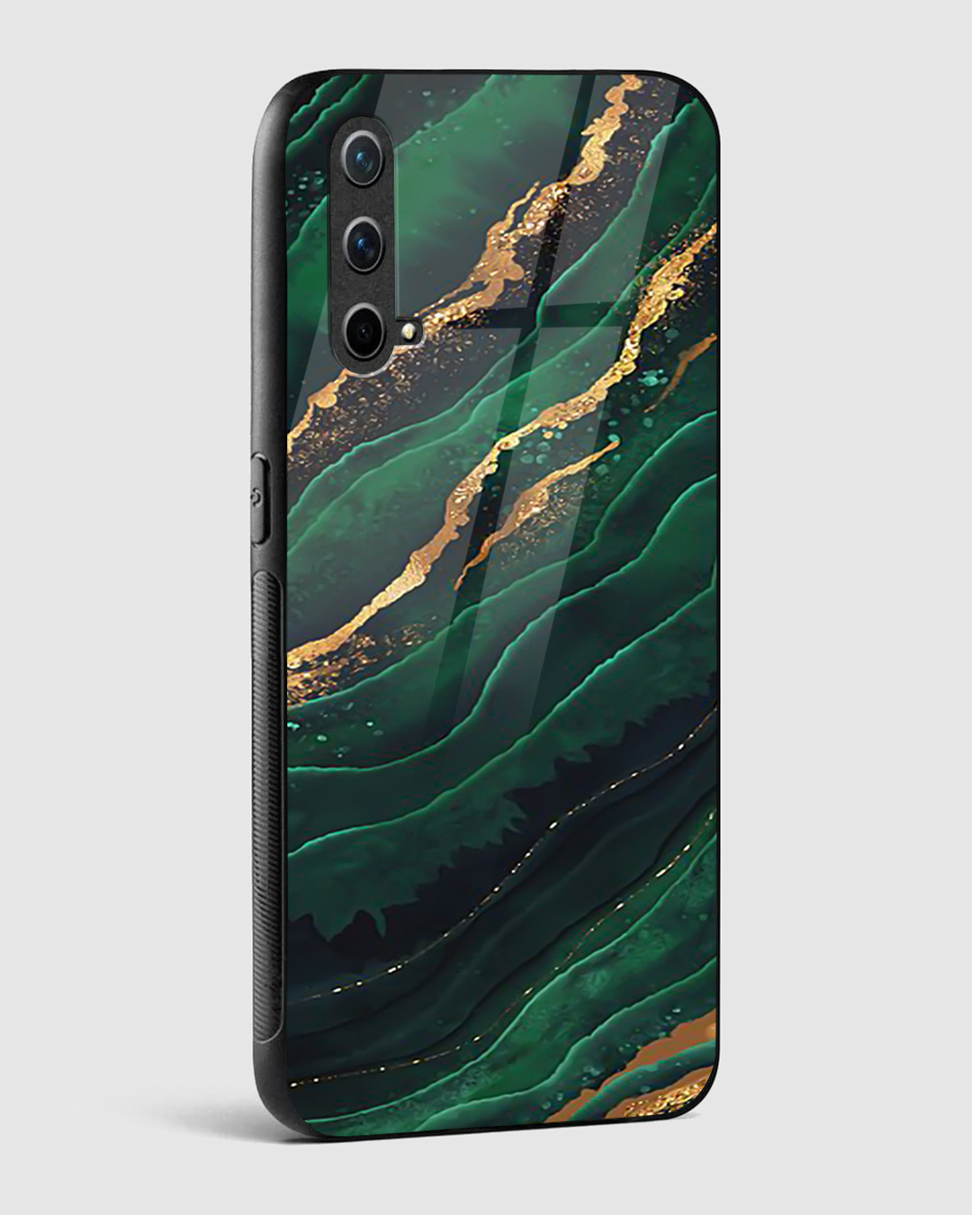 Shop Green Emerald Premium Glass Case for OnePlus Nord CE 5G-Back