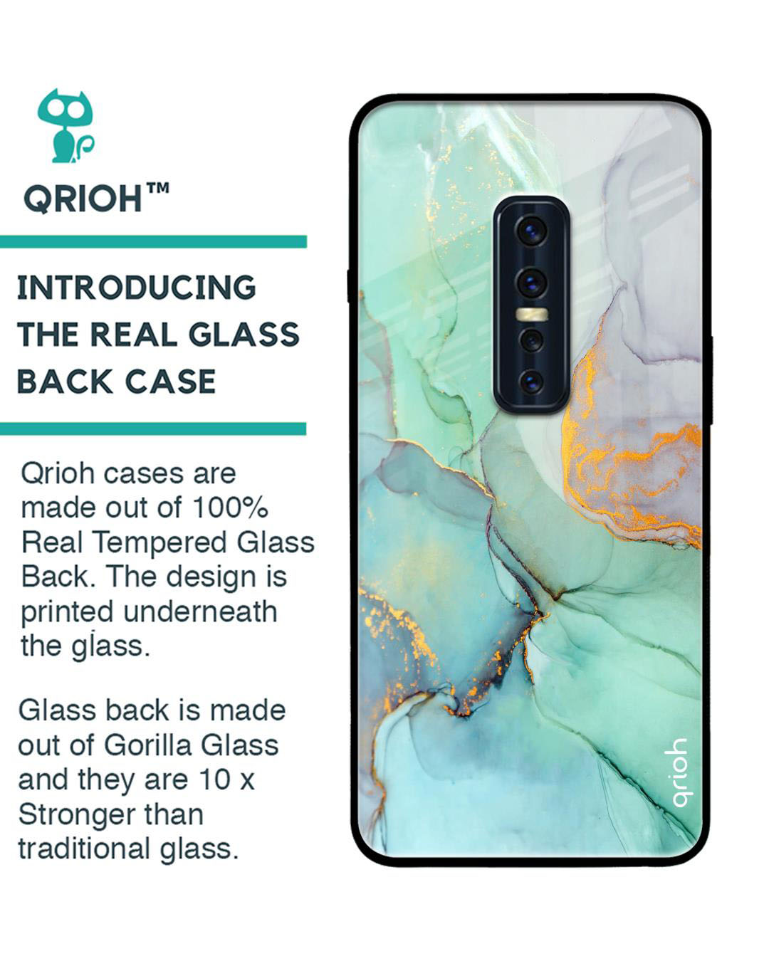 Shop Marble Printed Premium Glass Cover for Vivo V17 Pro (Shock Proof, Lightweight)-Back