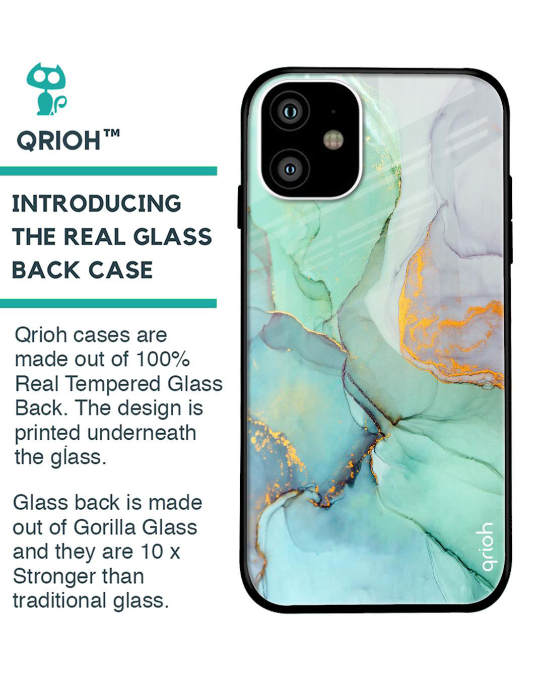 Shop Marble Printed Premium Glass Cover for iPhone 11(Shock Proof, Lightweight)-Back