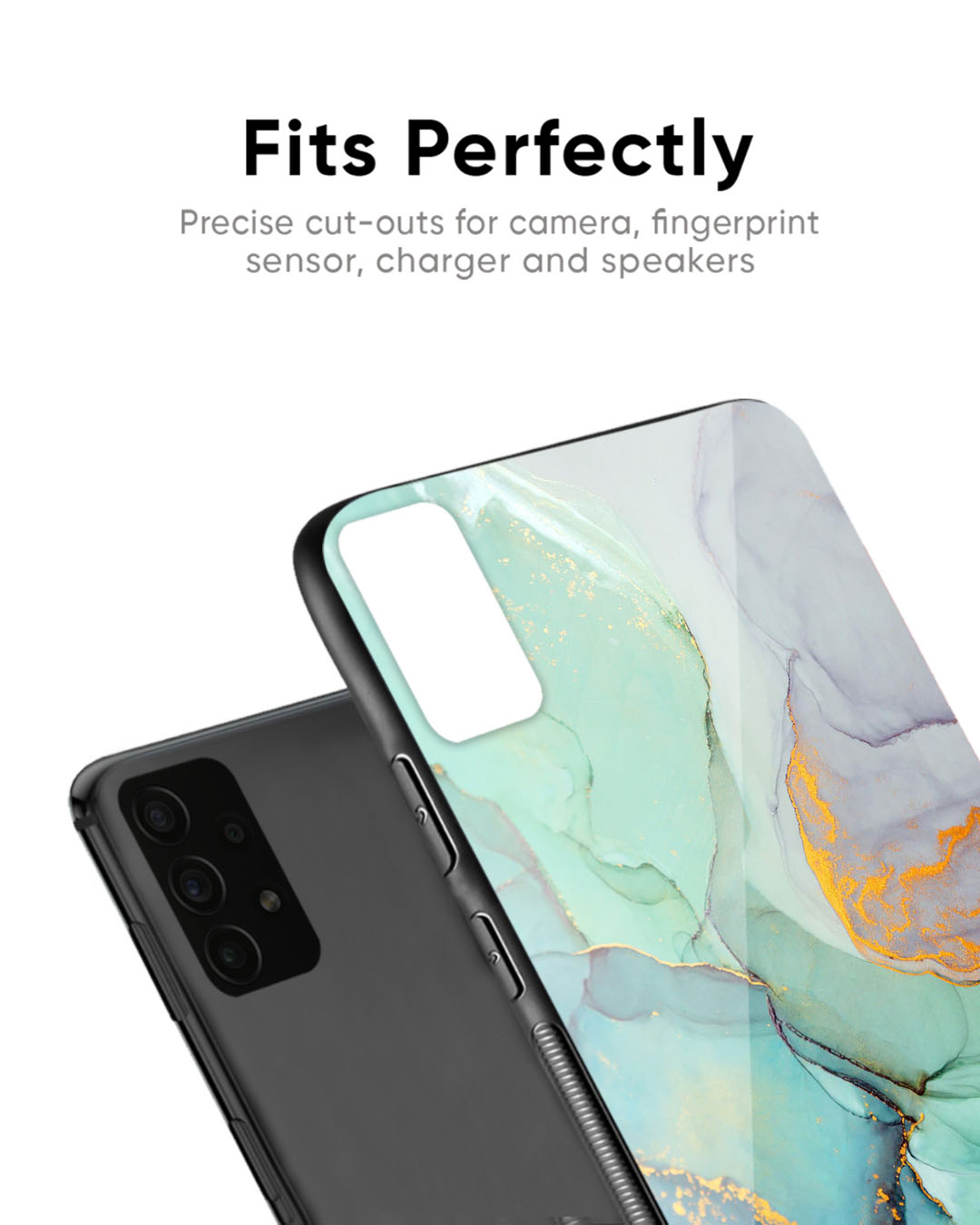 Shop Green Marble Premium Glass Case for Poco F5 5G (Shock Proof, Scratch Resistant)-Back